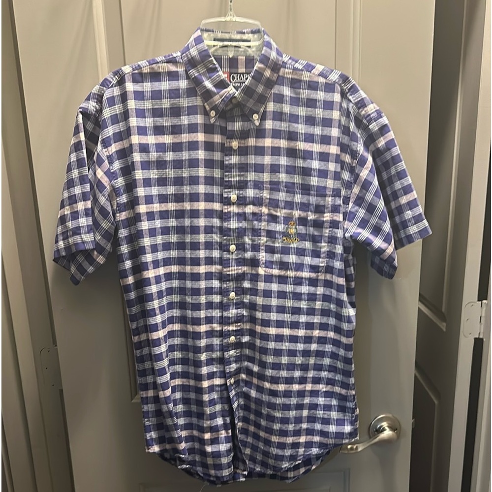 Chaps Ralph Lauren Size M Short Sleeve Plaid Button Down Shirt EUC